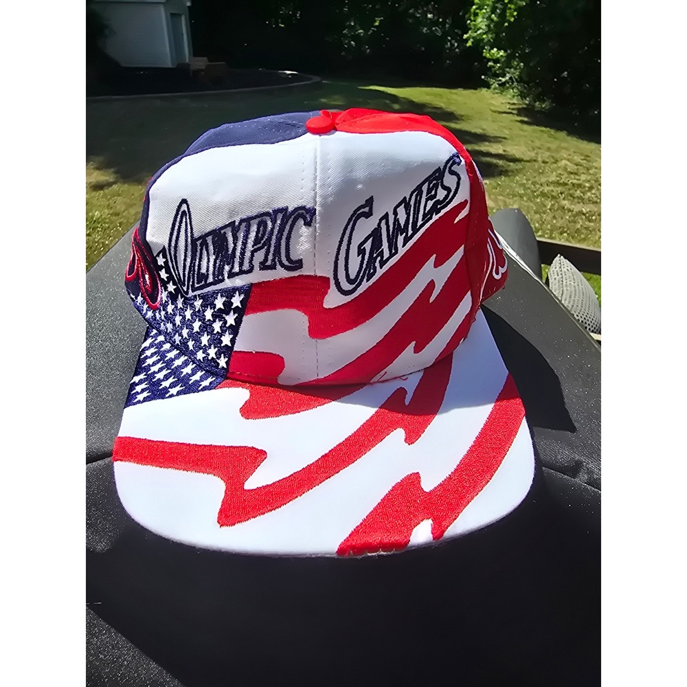 Vintage 1996 Atlanta Olympic Games USA Snapback Hat Logo 7 Red White Blue Cap
